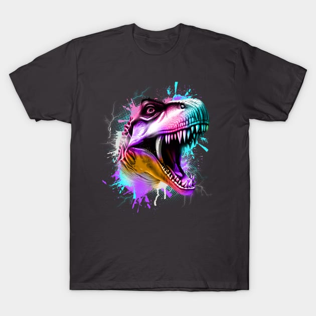 Tri-Rex Watercolor T-Shirt by Kingdom Arts and Designs